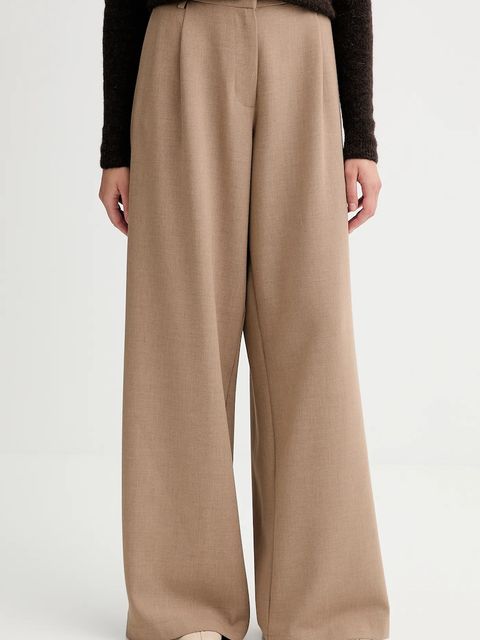 Sessun spodnie damskie kolor beżowy szerokie high waist 25107000 - zdjęcie produktu nr 1