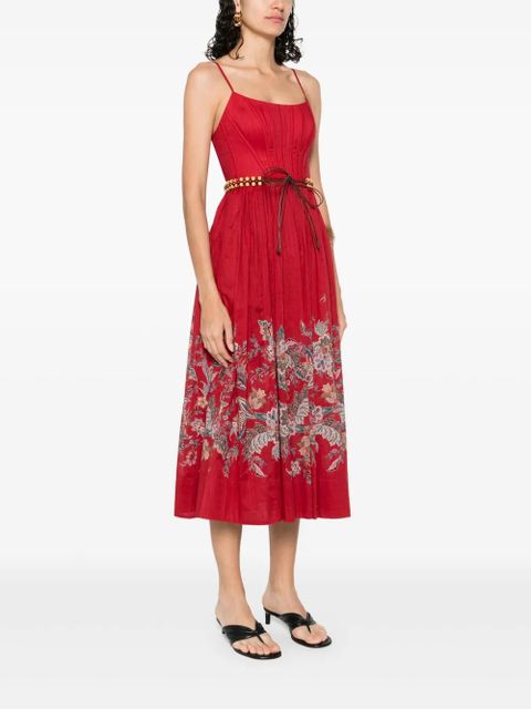 ZIMMERMANN floral-print midi dress - Red