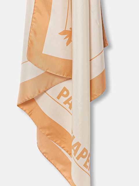 Patrizia Pepe apaszka jedwabna damski kolor beżowy wzorzysta 8F0081 A4X1