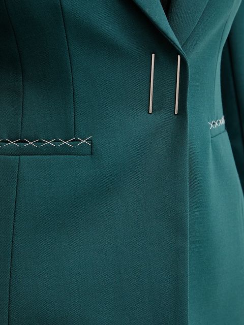 Patrizia Pepe marynarka z dodatkiem wełny kolor zielony jednorzędowa gładka 2S1537 A475