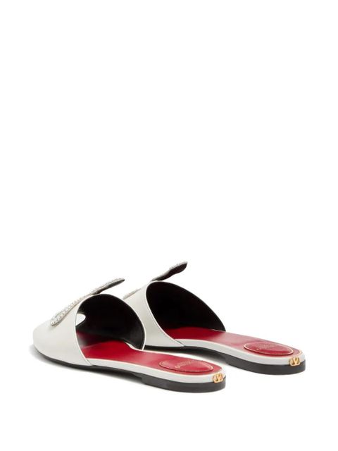 Valentino Garavani Coeur Vipère slide sandals in kidskin - White