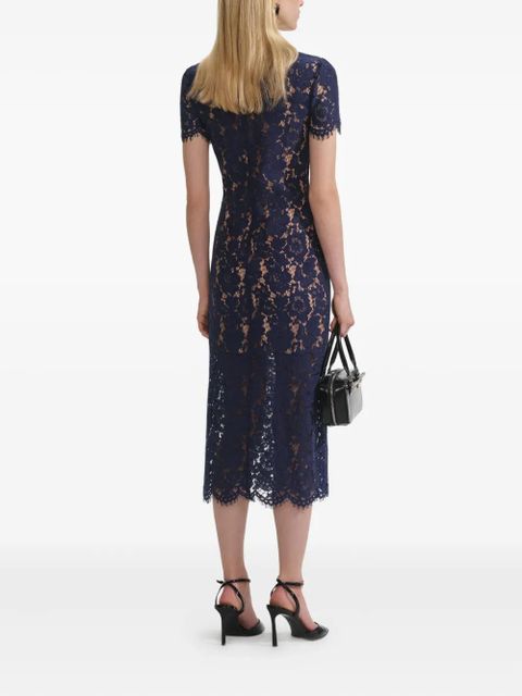 Self-Portrait embroidered-lace dress - Blue