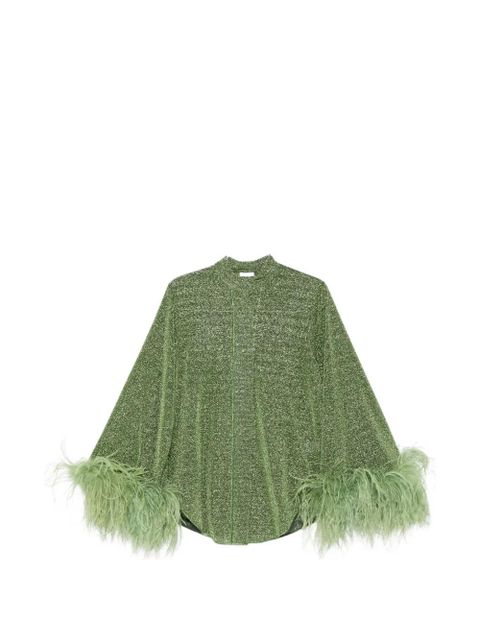 Oséree feather-trim blouse - Green - zdjęcie produktu nr 1