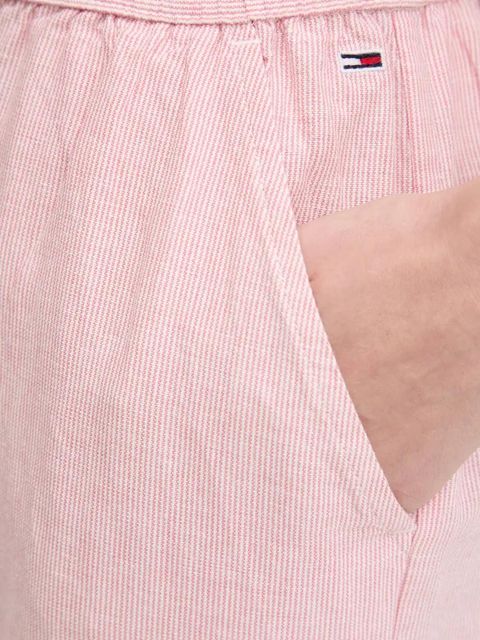 Tommy Jeans spodnie z domieszką lnu damskie kolor różowy szerokie high waist DW0DW20352