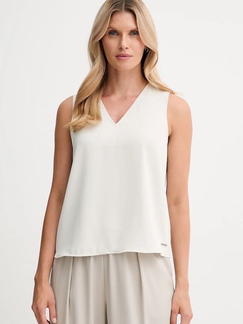 Calvin Klein bluzka damska kolor beżowy gładka LV044D164G - zdjęcie produktu nr 1