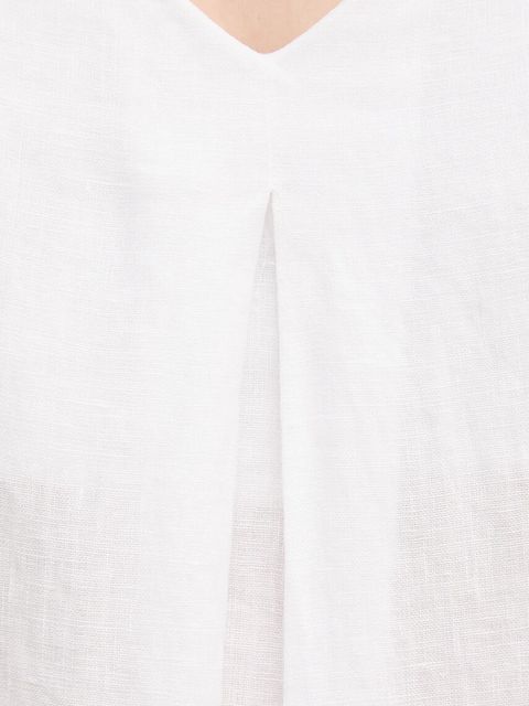 United Colors of Benetton sukienka lniana kolor biały mini rozkloszowana 4AGHDV0AX