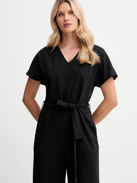 Calvin Klein kombinezon kolor czarny z dekoltem w szpic LV044D065G