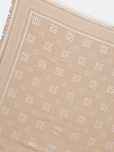 HUGO chusta damska kolor beżowy wzorzysta 50517684