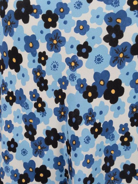 Miu Miu floral-print lace-trim midi dress - White