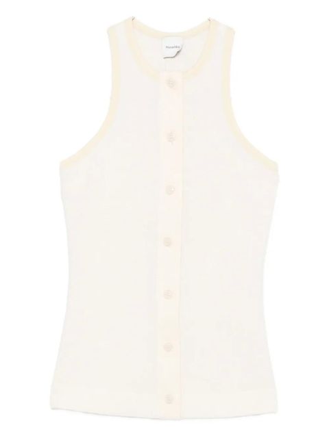 Nanushka ribbed button-placket top - Neutrals