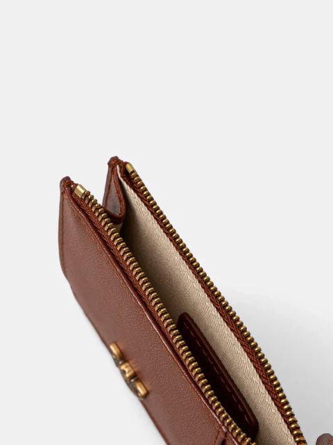 Pinko portfel skórzany damski kolor brązowy