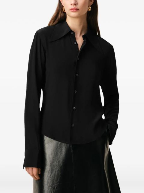 AMI Paris sharp-collar crepe shirt - Black