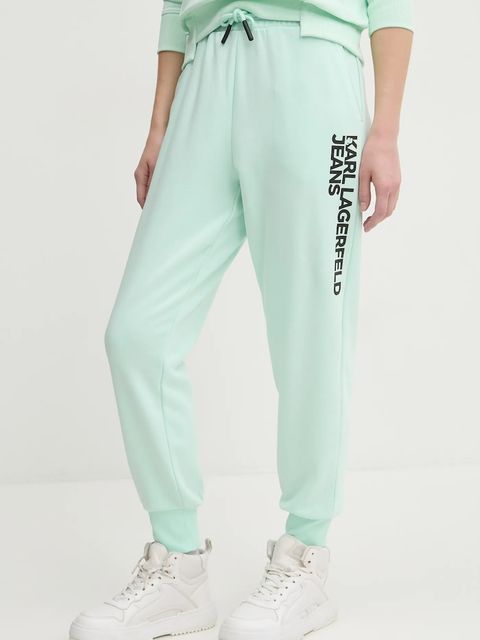 Karl Lagerfeld Jeans spodnie dresowe kolor zielony z nadrukiem A1W10058 - zdjęcie produktu nr 1