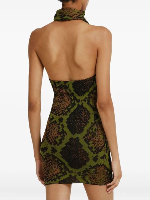 The Attico snake-print halterneck mini dress - Green - zdjęcie produktu nr 2