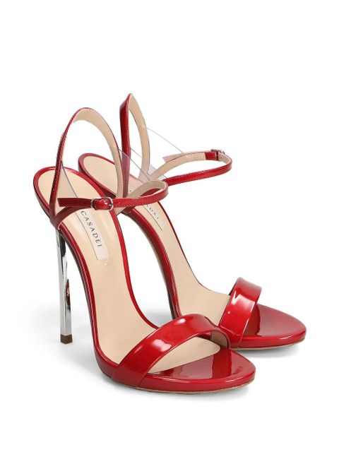 Casadei 80mm Samurai patent-finish heeled sandals - Red