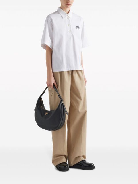 Prada large logo-plaque leather shoulder bag - Black - zdjęcie produktu nr 2