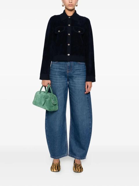 Maje velvet cropped jacket - Blue