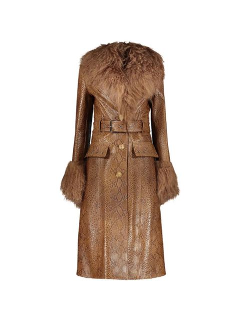 Burberry snake-effect fur-trim jacket - Brown - zdjęcie produktu nr 1