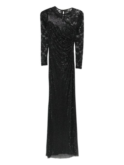 Self-Portrait rhinestone-embellished long-sleeve maxi dress - Black - zdjęcie produktu nr 1