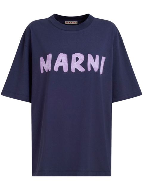 Marni logo-print cotton T-shirt - Blue - zdjęcie produktu nr 1
