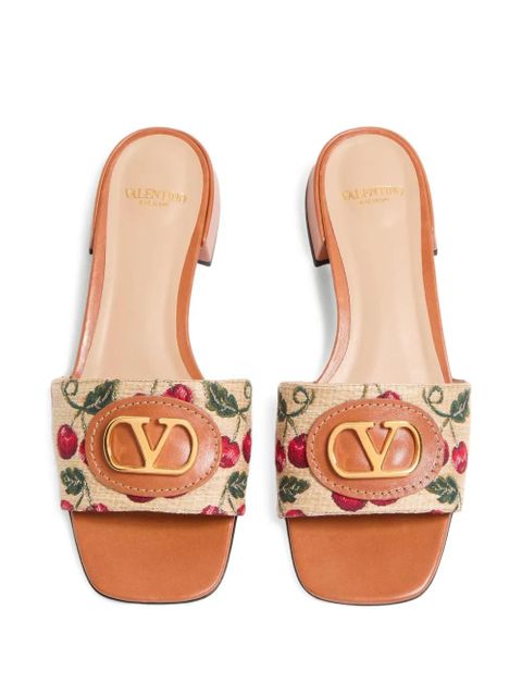 Valentino Garavani 20mm VLogo Signature Cherryfic-motif sandals - Neutrals