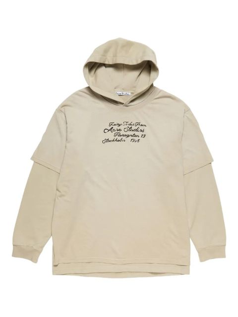 Acne Studios double-layered lettering-detail hoodie - Neutrals - zdjęcie produktu nr 1