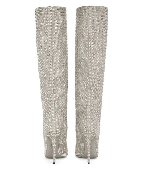 Dolce & Gabbana KIM DOLCE&GABBANA rhinestone-embellished satin boots - Silver