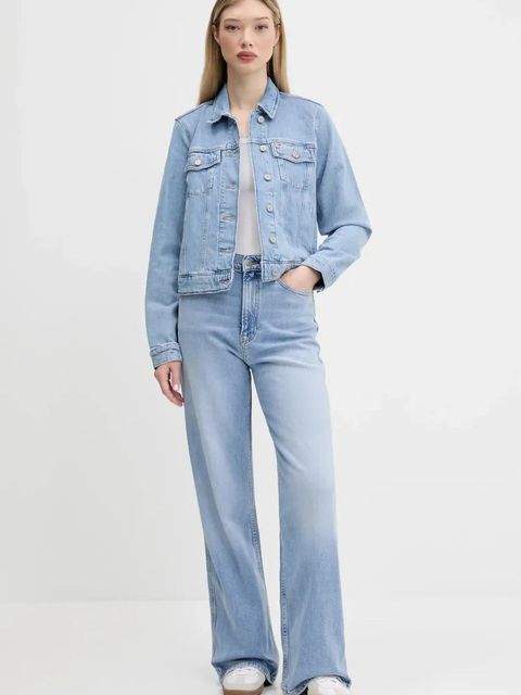 Tommy Jeans kurtka jeansowa kolor niebieski przejściowa DW0DW20123