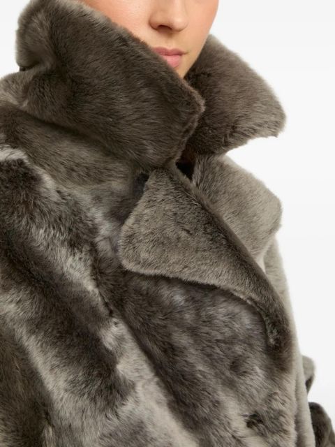 Yves Salomon double-breasted patchwork coat - Grey