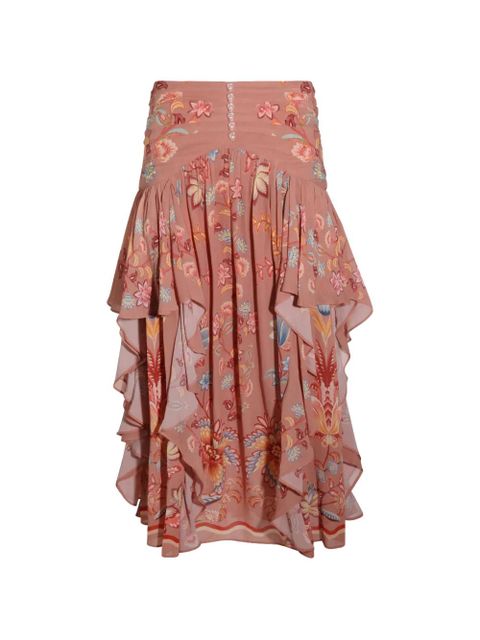 FARM Rio floral-print ruffled skirt - Pink - zdjęcie produktu nr 1