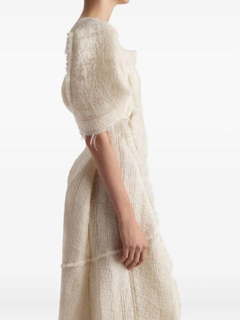 KHAITE Quintin fringed puff-sleeve maxi dress - White
