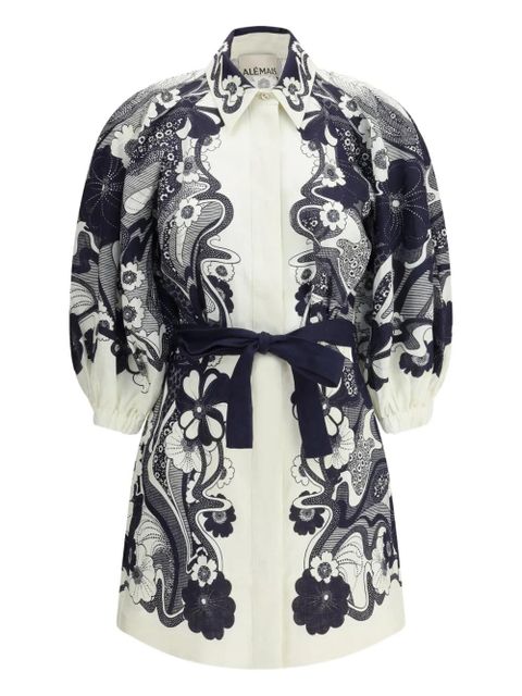 ALEMAIS floral-print puff-sleeve mini dress - White - zdjęcie produktu nr 1