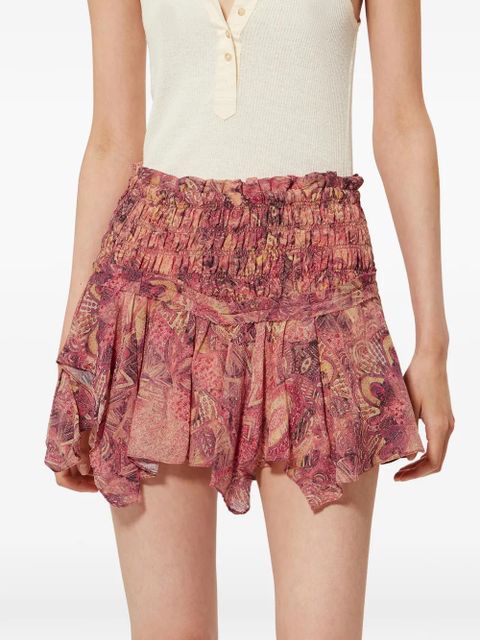ISABEL MARANT Ceiva mandala-print smocked skirt - Pink