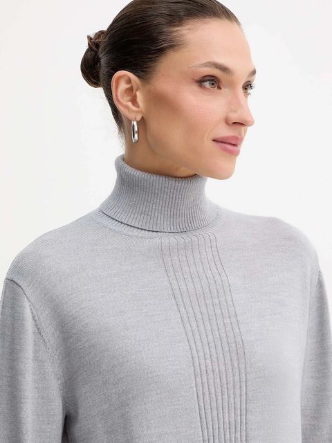 Patrizia Pepe sweter wełniany damski kolor szary z golfem 2K0340 KM36