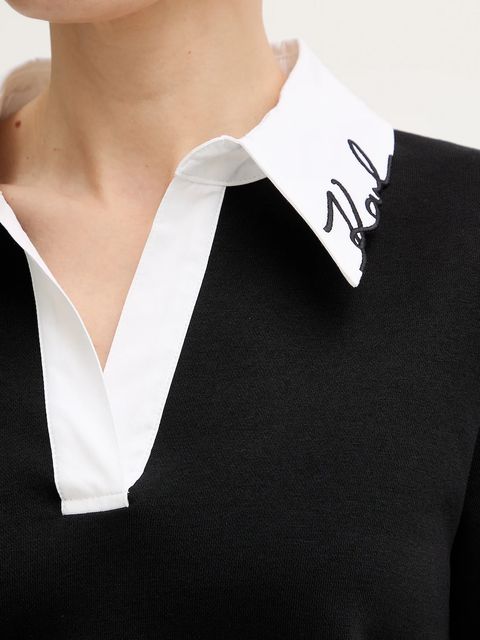 Karl Lagerfeld bluza damska kolor czarny gładka B1W20020