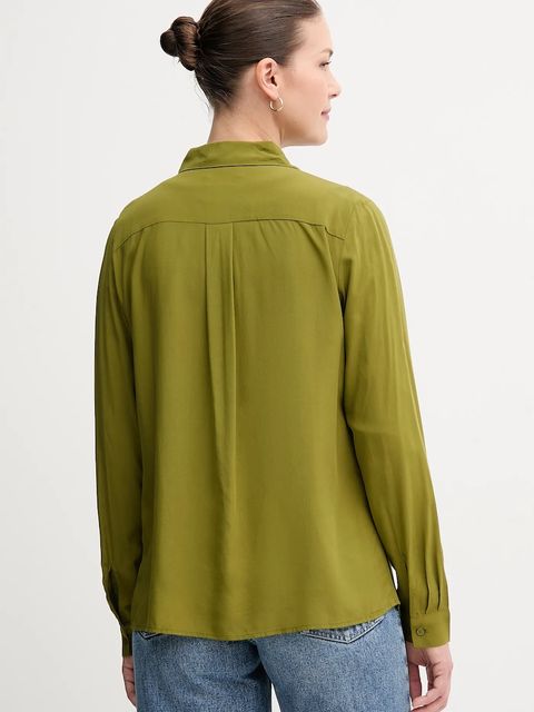 United Colors of Benetton koszula damska kolor zielony regular z kołnierzykiem klasycznym 5WPWDQ0B0