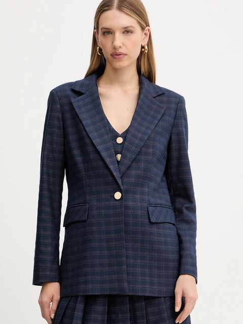 Fracomina marynarka kolor niebieski jednorzędowa wzorzysta FS25WJ3002W56195