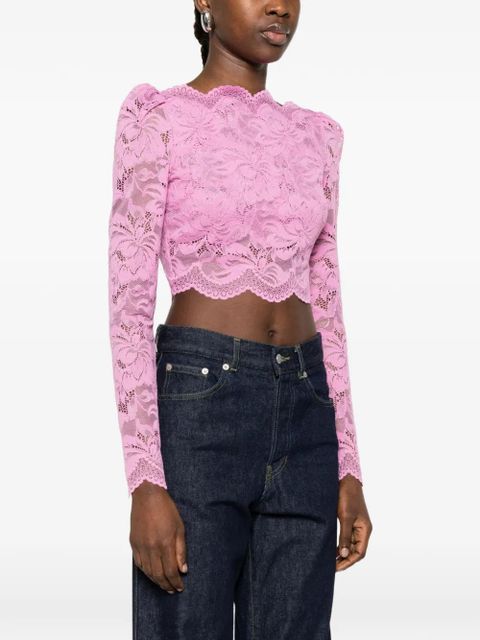 Rabanne lace boat-neck top - Pink