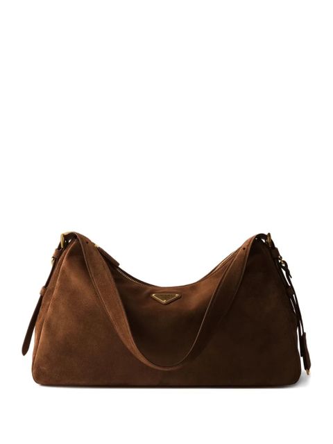 Prada medium Aimée suede shoulder bag - Brown - zdjęcie produktu nr 1
