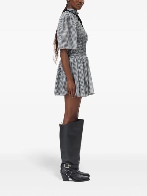GANNI checked mini dress - Black