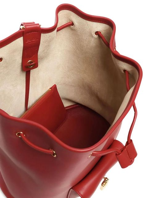Loro Piana drawstring calfskin backpack - Red