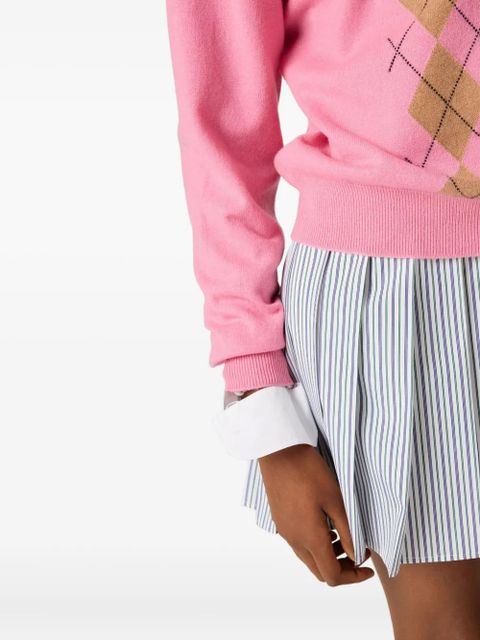 Miu Miu argyle intarsia-knit half-zip sweater - Pink