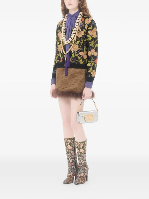 Valentino Garavani Locò small shoulder bag in laminated calfskin with jewel logo - Silver - zdjęcie produktu nr 2