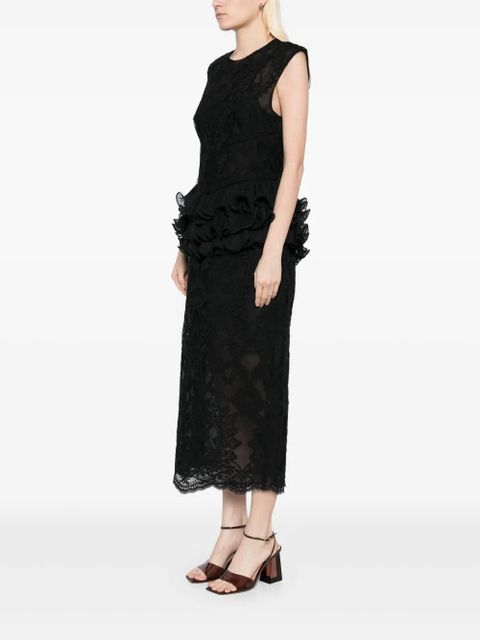 ZIMMERMANN crush lace frill dress - Black