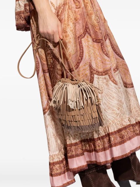 ZIMMERMANN fringe-trimmed leather bucket bag - Brown - zdjęcie produktu nr 2