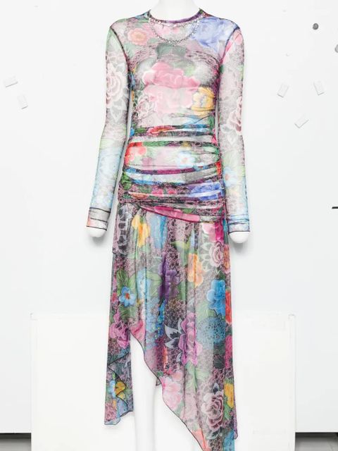 AREA floral-print asymmetric midi dress - Pink - zdjęcie produktu nr 1