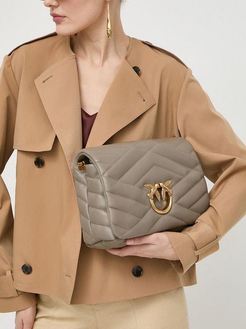 Pinko torebka skórzana kolor szary 101585.A1ET