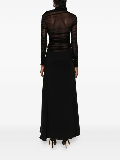 Christopher Esber ruched long-sleeve midi dress - Black