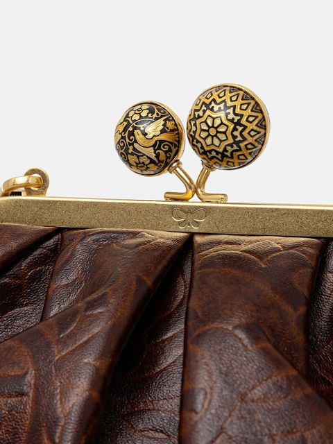 Weekend Max Mara kopertówka skórzana SPANISHHERITAGE kolor brązowy 2525516144600