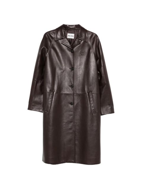 Miu Miu logo-detail button coat - Brown - zdjęcie produktu nr 1